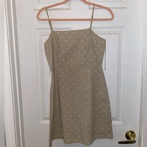 GB dress- tan with white polka dots